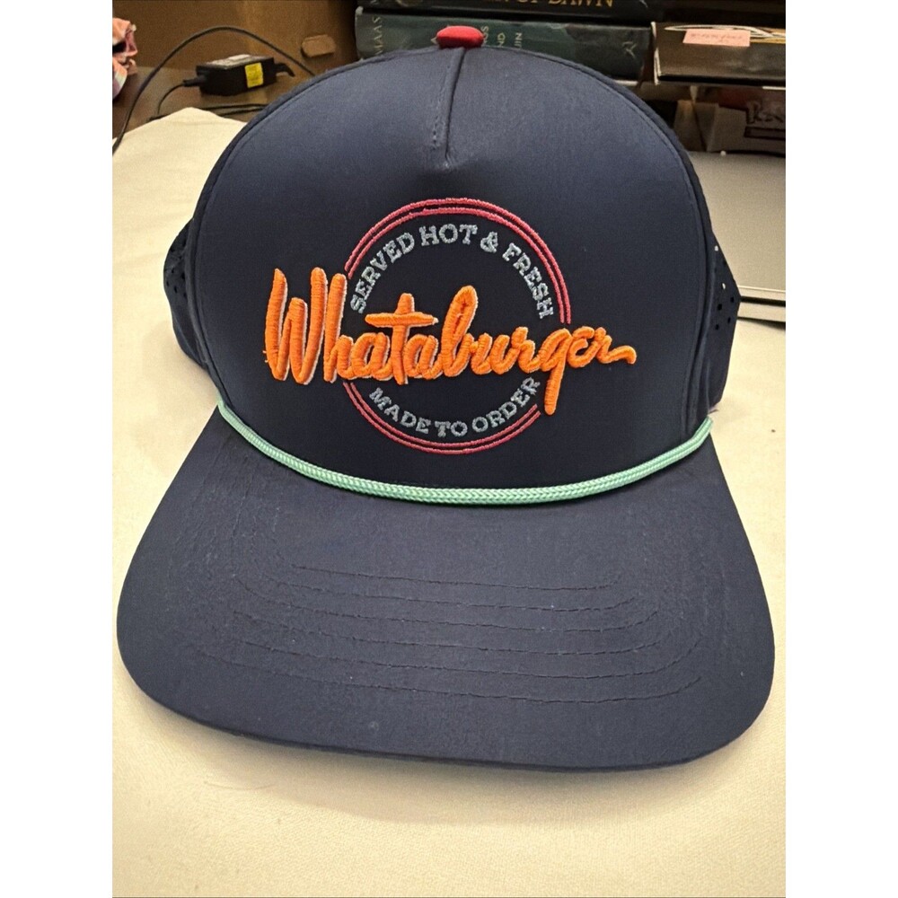 Whataburger Hot & Fresh Orange Neon Staunch Outfitters Snapback Retro Hat Blue
